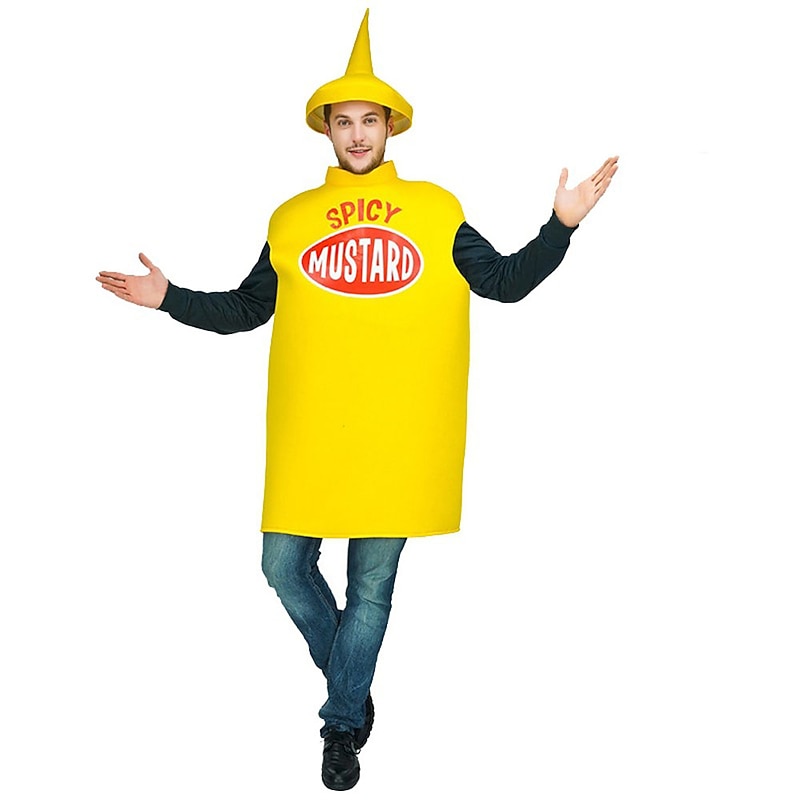Couples Mustard Ketchup Funny Costumes Halloween Group Couples Costumes Men's Women's Movie Cosplay Cosplay Costumes Red Top Pants Halloween Carnival Masquerade3