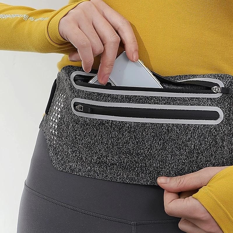 Ultra-thin Waist Pouch Running Sport Bum Bag Pack Travel Belly Waist Belt Outdoor Double Zipper Hiking Pouch Wallet Belt Bags2