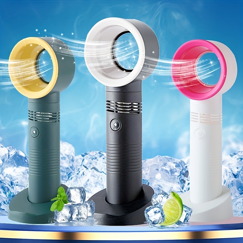 Bladeless Handheld Fan – USB Rechargeable Silent Electric Fan for Desk or Travel, Turbo Design