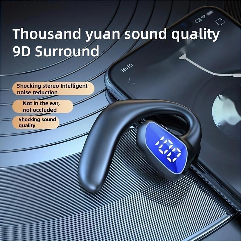 Single Ear Hook Earbud Bluetooth Headphones Single air Conduction Earphone Wireless Headset with Micphone Waterproof Hands-Free Cell Phones Earpiece3