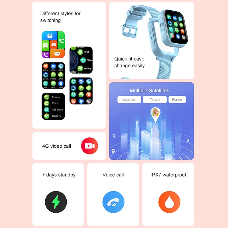 K26 4G Kids Smart Watch  Kids Smartwatch Phone Watch SIM Card Alarm Clock Photo SOS GPS Location Tracker Child Watch HD Video Chat Call Birthday Gift3