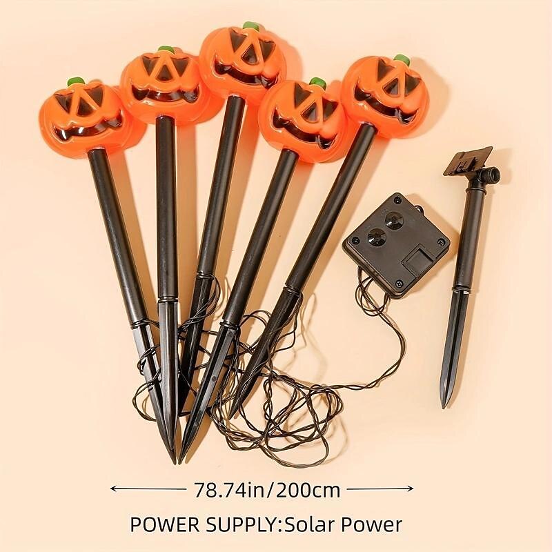 Solar Evil Pumpkin Patio Lights Spooky Glow to Your Outdoor Jack O Lantern Decor Pumpkin Skull Ghost for Halloween Thanksgiving Holidays4
