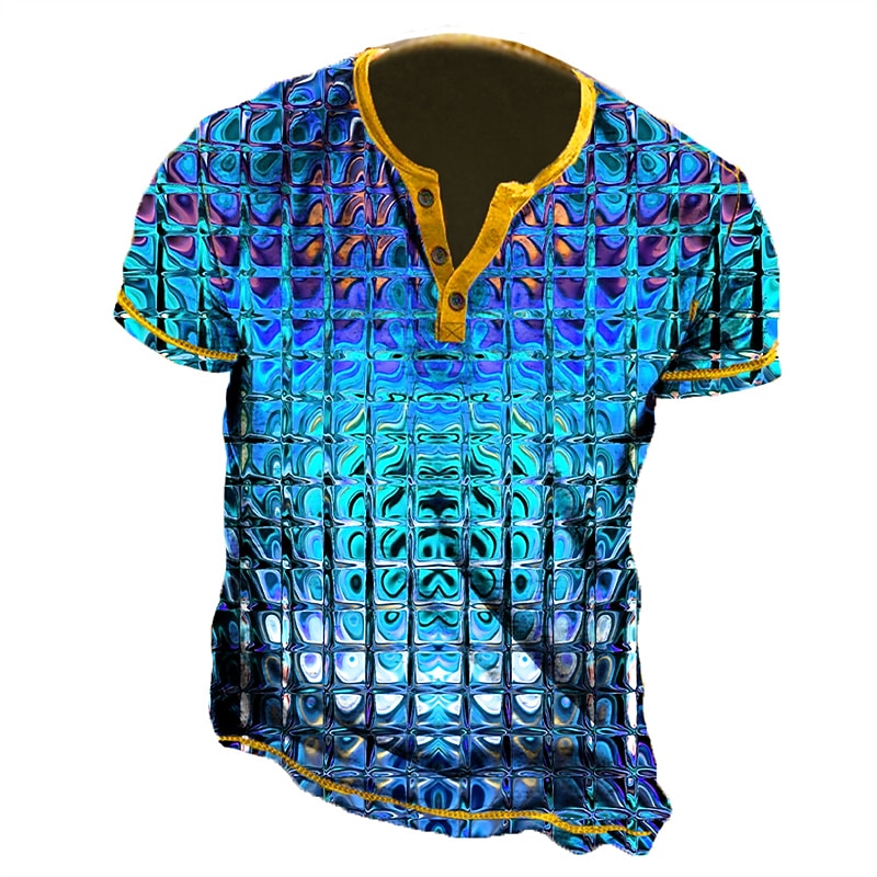 Oktoberfest Men's Henley Shirt Graphic Gradient Henley Clothing Apparel 3D Print Outdoor Daily Short Sleeve Print Button-Down Fashion Designer Comfortable2