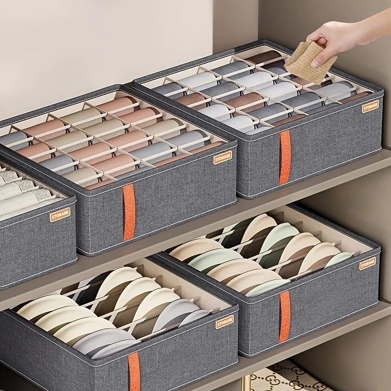 Wardrobe Clothes Organizer, Underwear Socks Bra Storage Box, Fabric Foldable Cabinet Organizer, Drawer Organizer For Storing Pants, Socks, Bras, Underwear, Ties