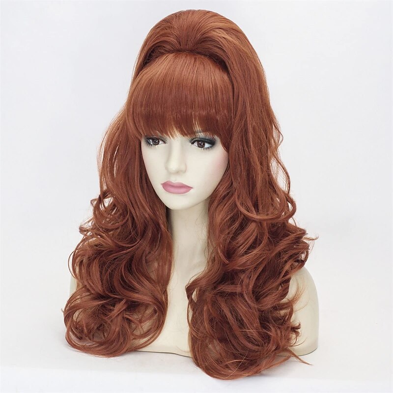 Auburn Beehive Wig Vintage Wig 70s 60s 50s Dress Up Party Wigs for Women Pinup Carnival Costume Wig with Bangs Halloween Wigs4