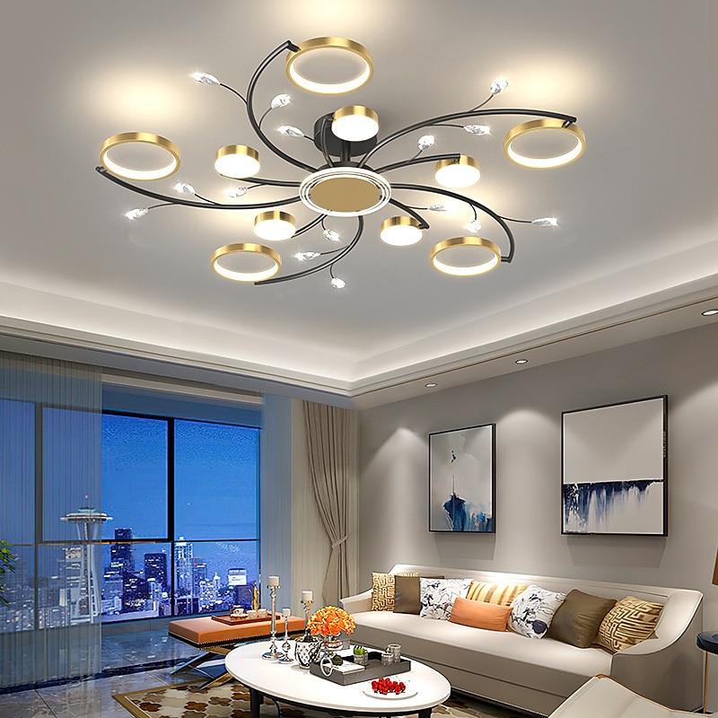 Ceiling Chandelier 10 Heads Mid Century Pendant Lighting, Ceiling Light Fixture Semi Flush Mount, Pendant Light Fixture for Living Room Kitchen Bedroom 110-240V ONLY DIMMABLE with REMOTE CONTROL2
