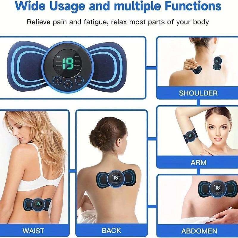 1pc Mini Portable Electric Neck Massager Patch Relieve Back & Shoulder Hip Pain Instantly With Cervical Massage Pad4