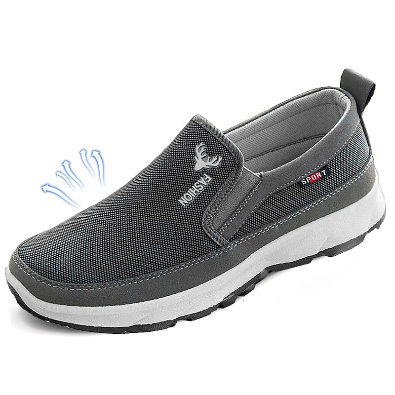 Men's Casual Black and White Breathable Mesh Slip-On Loafers for Everyday Comfort2