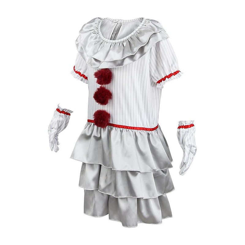 Burlesque Clown Pennywise Halloween Dress Cosplay Costume Party Costume It Carnival Costume Outfits Cosplay Kid's Girls' Halloween Carnival Masquerade Performance Party Easy Halloween Costumes Dress4
