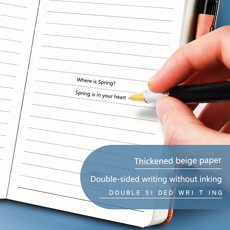 Notebook Super Thick College Students A5 Leather Business Notepad Thick Retro Simple Diary Creative Wholesale, Back to School Gift (Excluding Pens)4