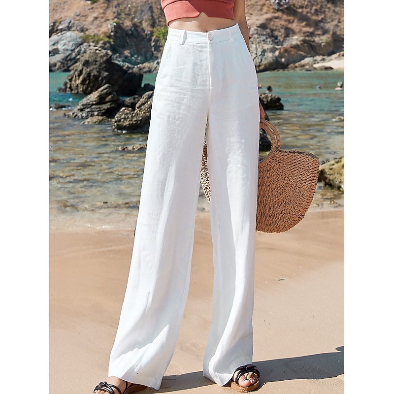 Cotton Linen Pants Baggy Pants coastal grandma style Baggy Black White Apricot