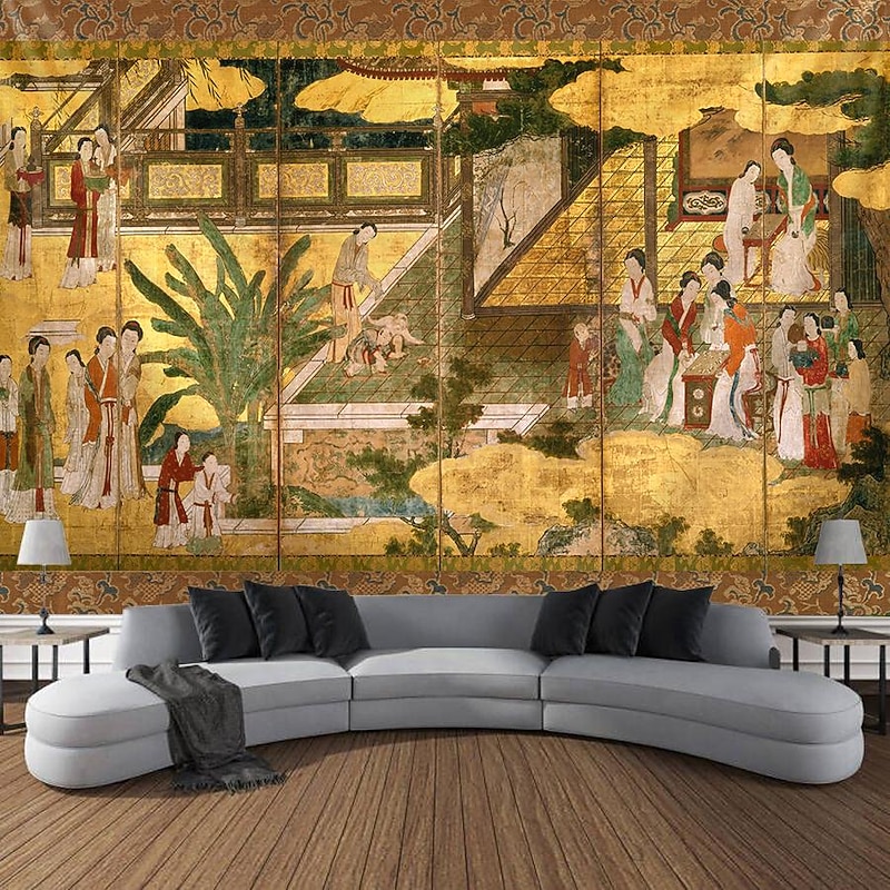 Chinese Screen Hanging Tapestry Wall Art Large Tapestry Mural Decor Photograph Backdrop Blanket Curtain Home Bedroom Living Room Decoration