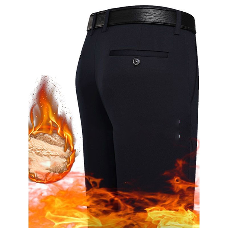 Men's Sherpa Dress Pants Winter Pants Trousers Suit Pants Fleece Plain Comfort Breathable Outdoor Daily Going out Fashion Casual Black Royal Blue