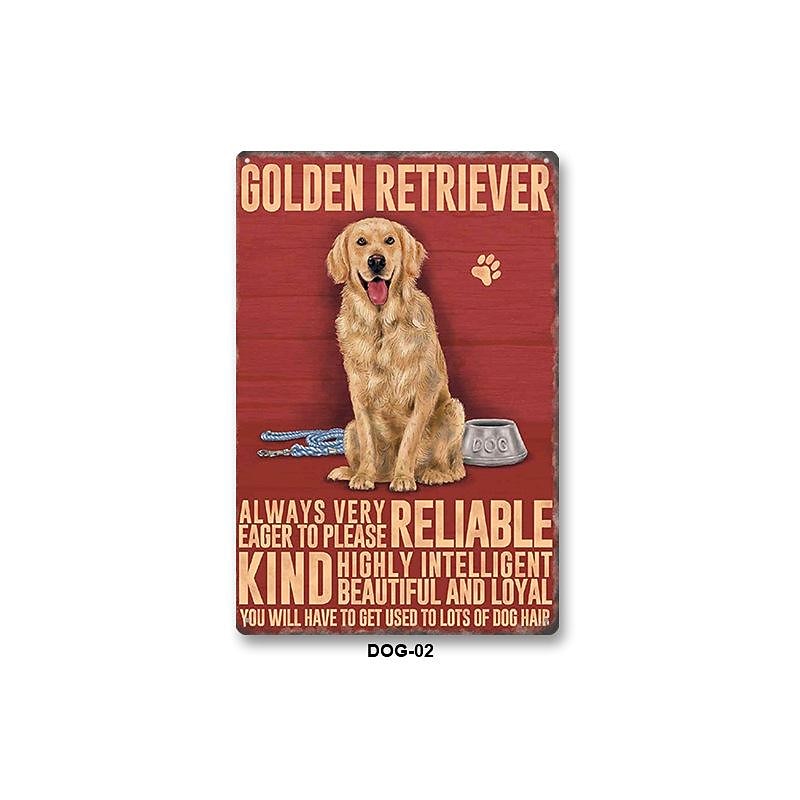 1pc Pet Dog Metal Tin Sign Animal Tin Sign Vintage Signs Wall Decor, Painting Wall Hanging for Home Decor Wall Art Metal Tin Sign 20x30cm/8''x12''4