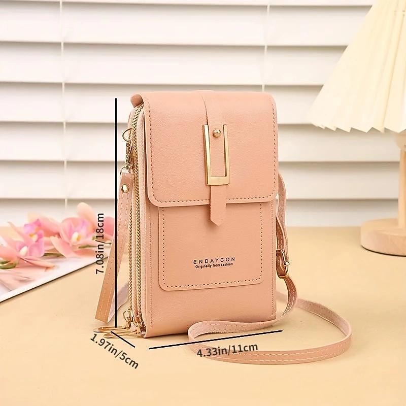 Touch Screen Mobile Phone Bag, Mini Flap Crossbody Bag, Fashion Faux Leather Purse, Vertical Wallet With Card Slots4