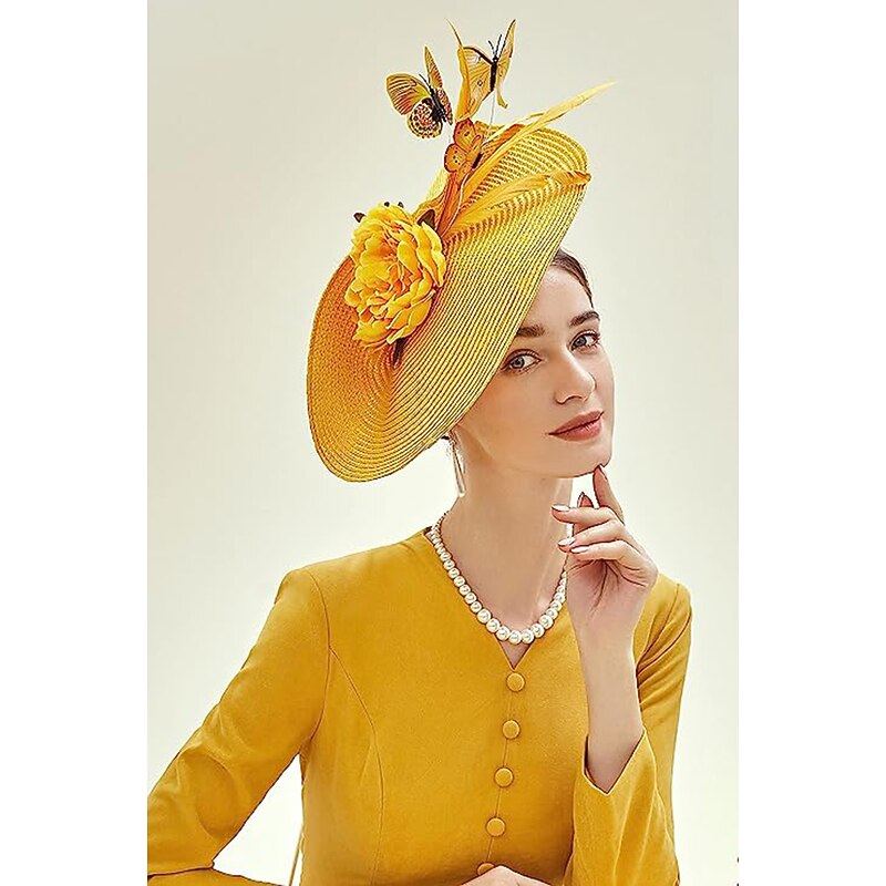 Fascinators synthetic fibre Halloween Kentucky Derby Glam Fancy With Flower Butterfly Headpiece Headwear2