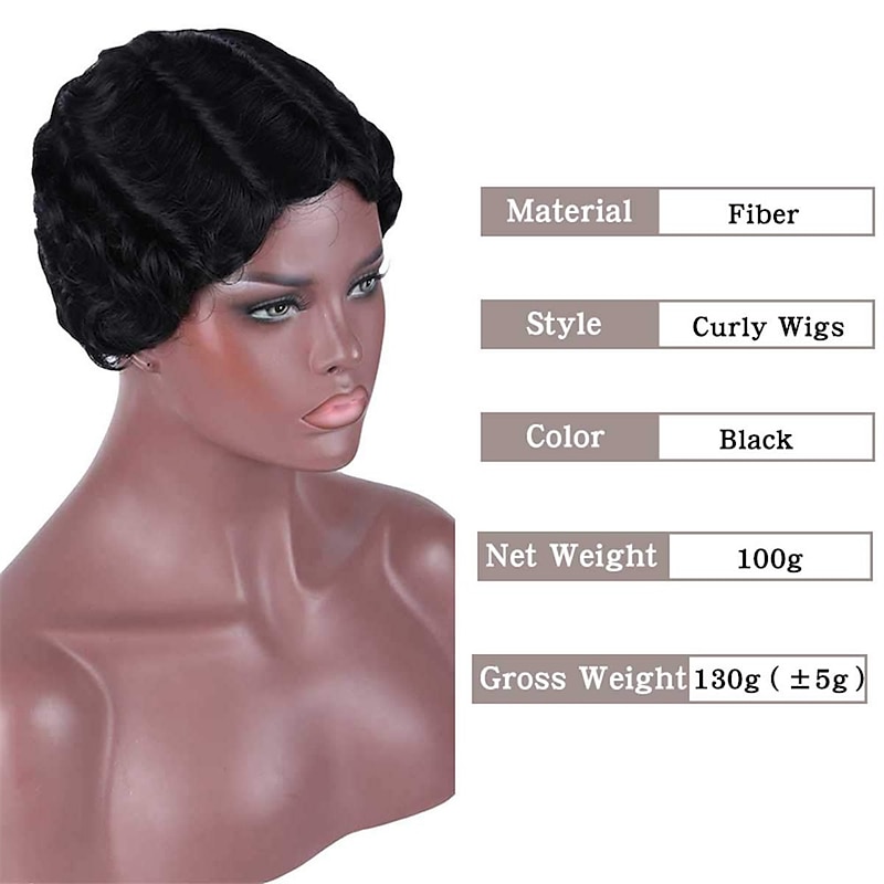 7 Colors Women Black Blonde Golden Brown Pink Blue Wine Red Short Finger Wave Curly Wigs Nuna Wigs Janet Collection Halloween Wigs2