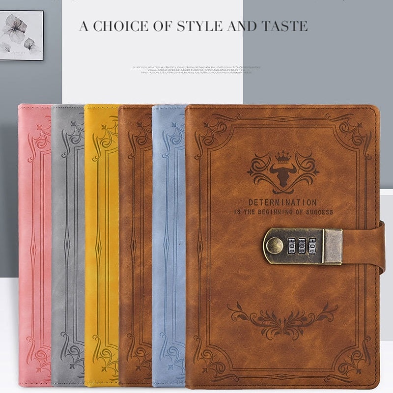A5 200 Pages Retro Password Book with Lock Diary Thickened Creative Hand Ledger Student Notepad Stationery Notebook Binder2