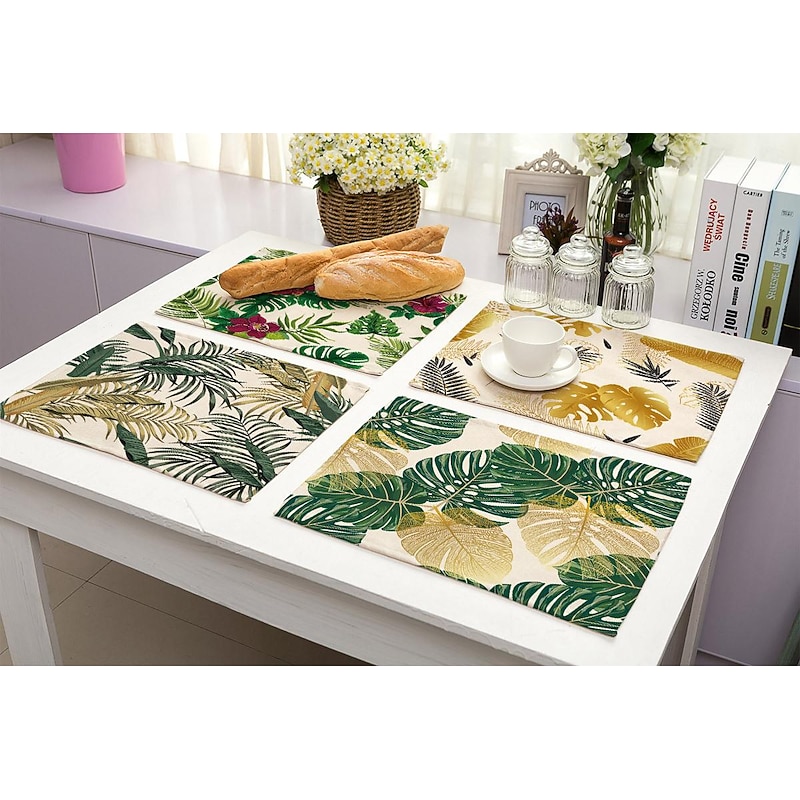 Green Placemats Heat Resistant Farmhouse Table Place Mat Stain Resistant Placemat, Placemat for Wedding Kitchen Dining Table Decoration Indoor Outdoor3