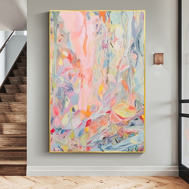 Handmade Oil Painting Canvas Wall Art Decor Original Textured Floral Painting for Home Decor With Stretched Frame/Without Inner Frame Painting4