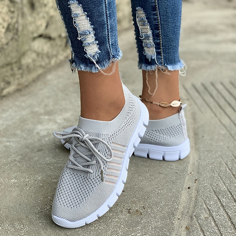 Women's Black Knit Sneakers with White Sole for Running and Casual Wear 19