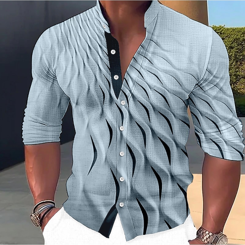 Men's King Shirt Button Up Shirt Long Sleeve Fashion Streetwear Designer Outdoor Casual Daily Summer Spring Fall Stand Collar Print Blue-Green Olive Green Light Green Pink Army Green4