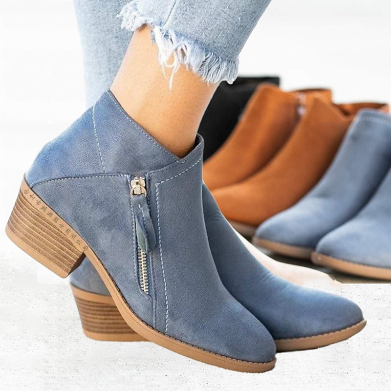 Women's Casual Suede Ankle Boots with Side Zipper - Comfortable and Stylish for Everyday Wear3