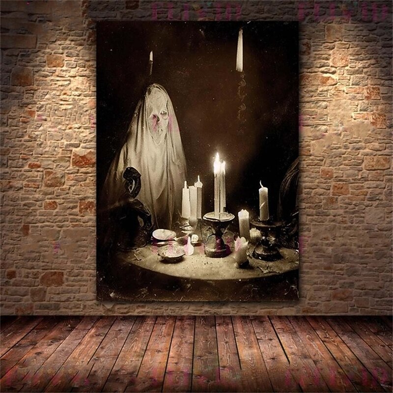 Halloween Wall Art Canvas Witch Ghost Prints and Posters Pictures Decorative Fabric Painting For Living Room Pictures No Frame2
