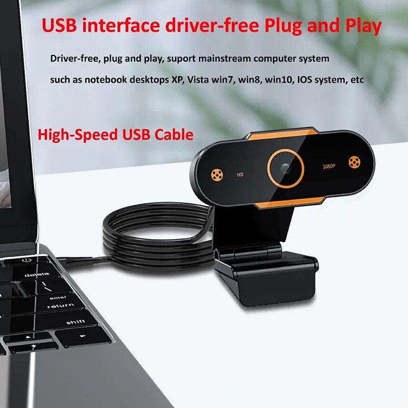 Full 1080P Autofocus HD Webcam Web USB Camera Microphone for PC Desktop Laptop 5