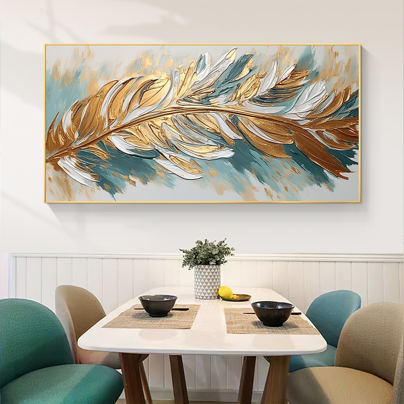 Handmade Oil Painting Canvas Wall Art Decor Original Feather Painting for Home Decor With Stretched Frame/Without Inner Frame Painting