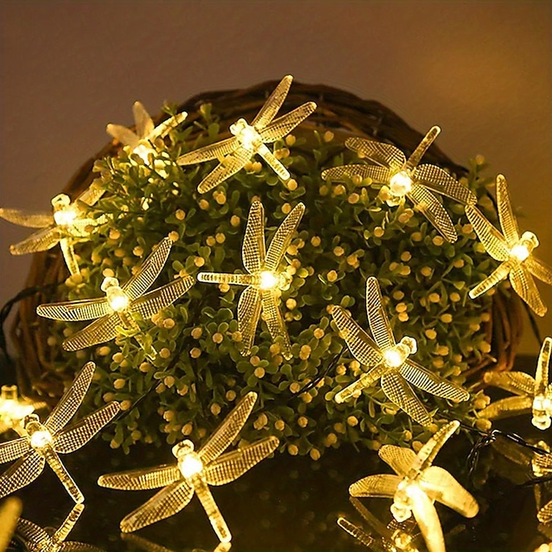 1pc Solar Dragonfly String Lights Waterproof 20 LEDs Dragonfly Fairy Lights Decorative Lighting For Indoor/Outdoor Home Garden Lawn Fence Patio Party3