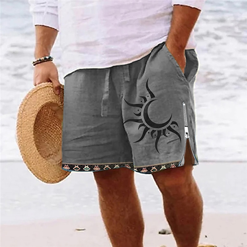 Men's Sun Graphic Prints Swim Trunks Swim Shorts Board Shorts Mid Waist Vintage Ethnic Style Retro Vintage Casual Daily Holiday Zipper Pocket Elastic Waist Designer Clothing Apparel4
