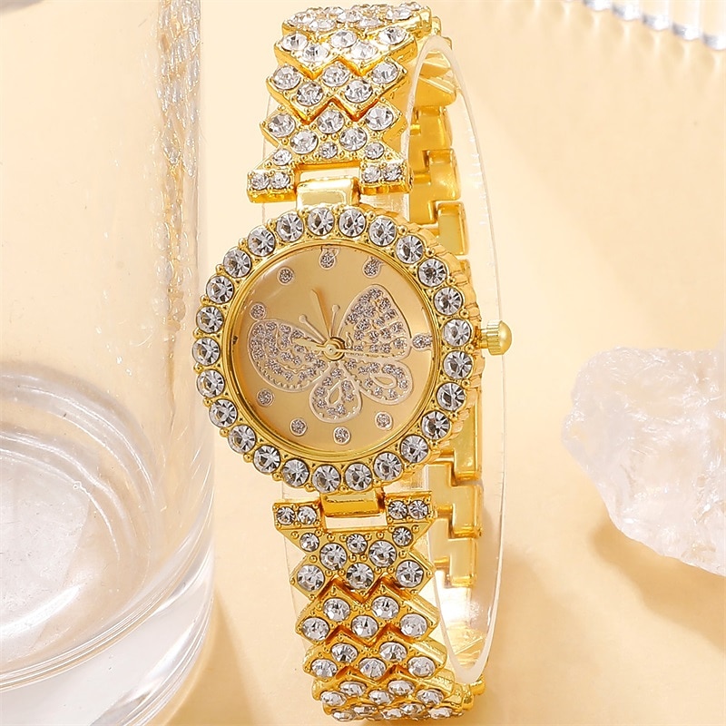 Women Quartz Watch Luxury Fashion Bling Rhinestone Chronograph World Time Decoration Stainless Steel Strap Watch2