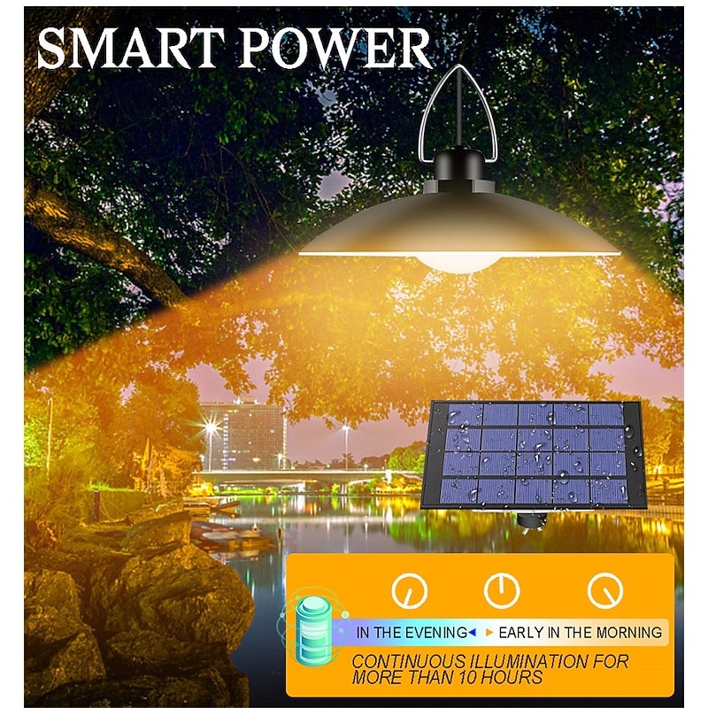Solar Pendant Light Outdoor Waterproof LED Lamp Chandelier Decorations with  for Indoor Shed Barn Room2