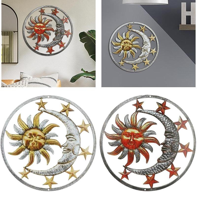 Sun Metal Wall Decor Moon Metal Wall Art Bird Ornament Home Bedroom Living Room Window Decoration