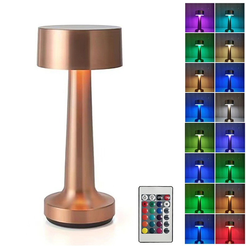 LED Table Lamp Dumbbell 16-Color Usb Rechargeable Hotel Desk Lamp Touch Dimming Restaurant Bar Atmosphere Lamp Retro Simple Lamp4