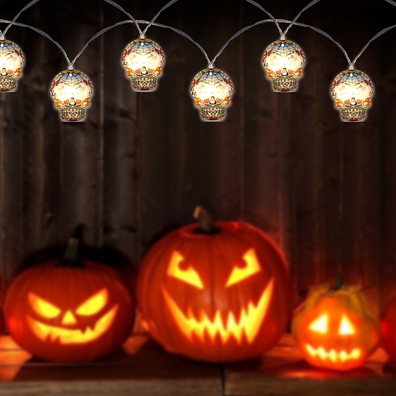 Halloween String Light Skulls Dimmable Waterproof Jack-O-Lantern Halloween Party Decoration Lights 6M 40Leds2