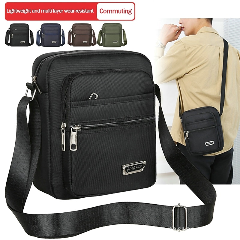 Lightweight Waterproof Nylon Crossbody Bag for Commuting, Travel, and School - Durable Multi-layer Wear-resistant Design, Back to School