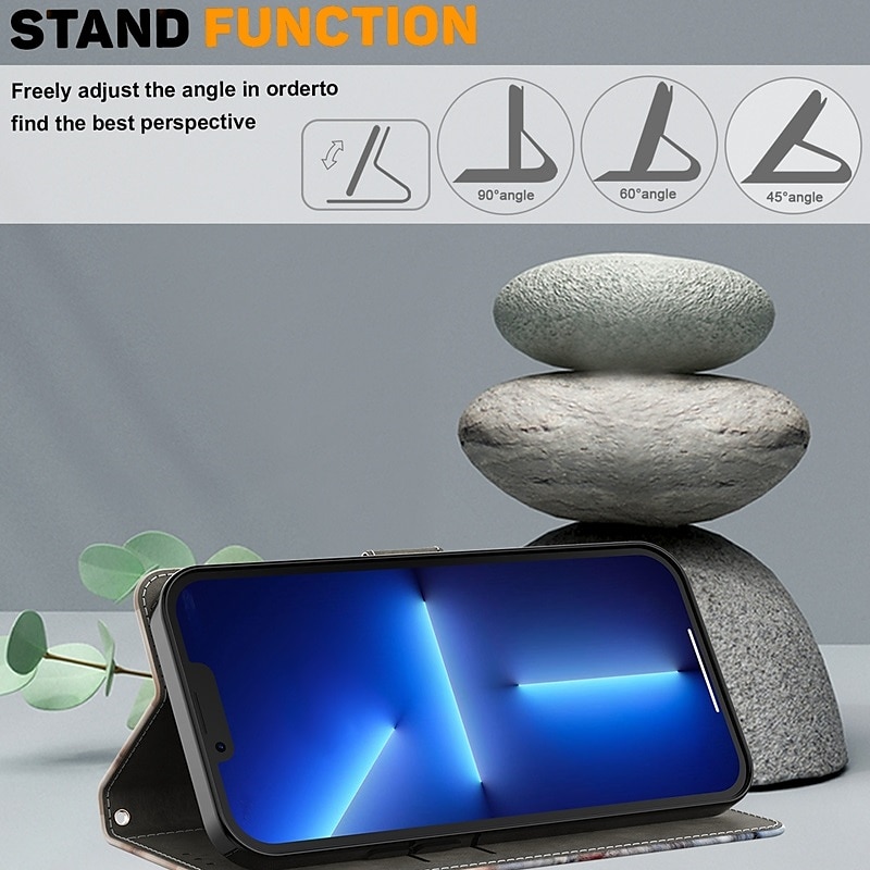 Phone Case For iPhone 16 15 14 Pro Max Plus 13 12 11 Pro Max Mini Wallet Case Flip Cover with Stand Holder Magnetic Card Slot Butterfly Flower Flower Floral TPU PU Leather3