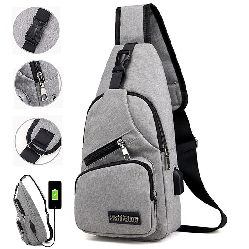 Men's Crossbody Sling Bag with USB Charging Port - Ideal for Travel, Hiking, and Daily Commutes