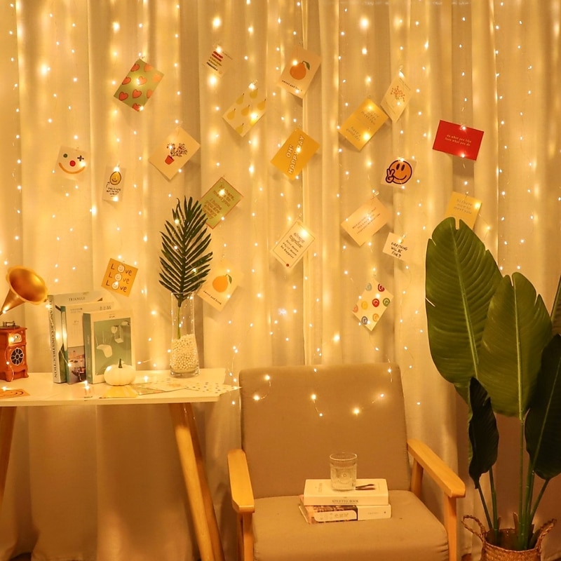 Solar LED String light Outdoor Fairy Lights Garland for Window Christmas Light Decoration 3x3M for Patio Garden Curtain Rooftop Lamp3