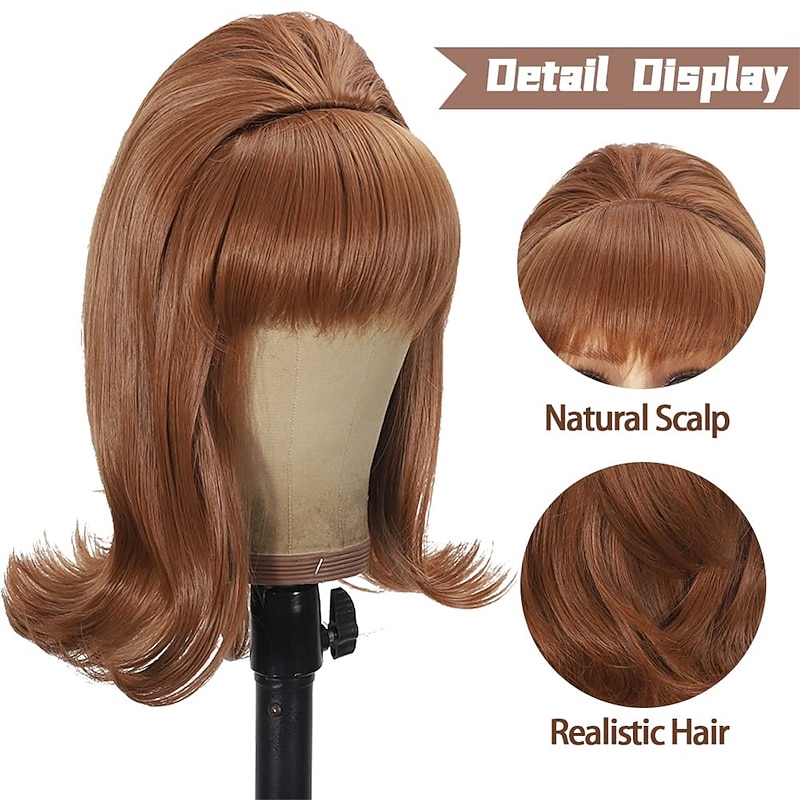 Beehive Wig Auburn Women 60s 70s Wig with Bangs Curly Synthetic Vintage Drag Queen Wigs Cosplay Party Wigs Halloween Wigs3