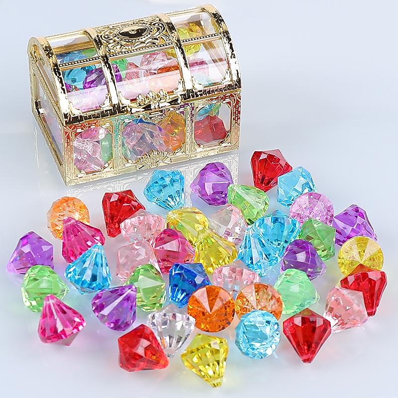 Children'S Diamond Gem Toy Imitation Crystal Girl Plastic Acrylic Seven-Color Princess Castle Treasure Chest Treasure Chest3
