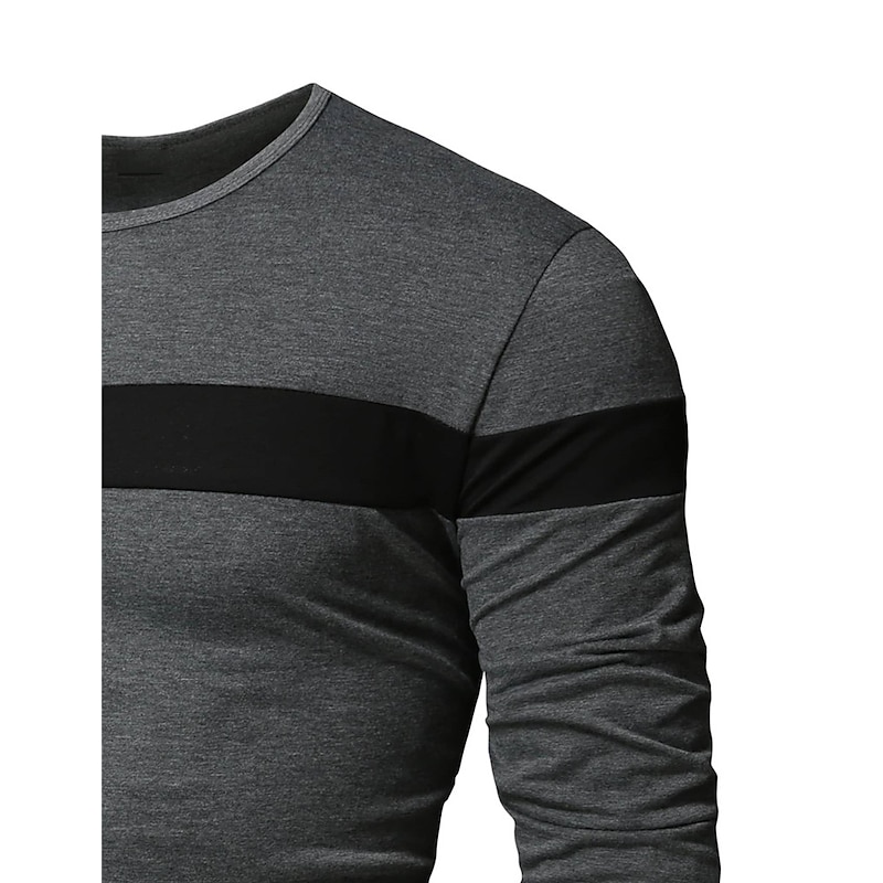 Men's T Shirt Tee Top Long Sleeve Crew Neck Summer Color Block Fashion Designer Basic Patchwork Vacation Street Going out Red black Black Red Top Tee for Men3