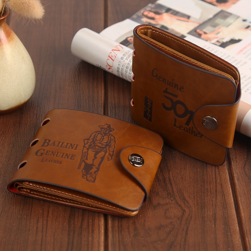 Mens Boys Classic Leather Pockets Credit ID Cards Holder Purse Wallet2