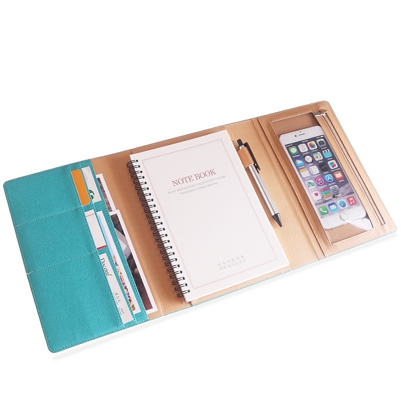 A5 Loose Leaf Creative Notepad Multifunctional Business Leather Notebook Card Phone Organizer Bag2