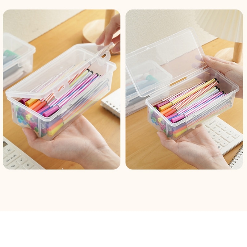 Storage Box Transparent Pencil Case Large Capacity Desktop Organized Double-layer Glasses Case Multi-function Stationery Box4