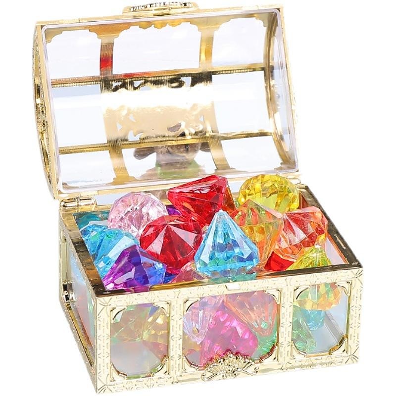 Children'S Diamond Gem Toy Imitation Crystal Girl Plastic Acrylic Seven-Color Princess Castle Treasure Chest Treasure Chest
