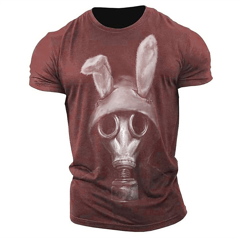 Men's Graphic Cartoon T Shirt Short Sleeve T shirt 3D Print Crew Neck Shirt Vintage Fashion Designer Outdoor Daily Sports Wine Navy Blue Blue Spring & Summer Clothing Apparel S M L XL 2XL 3XL3