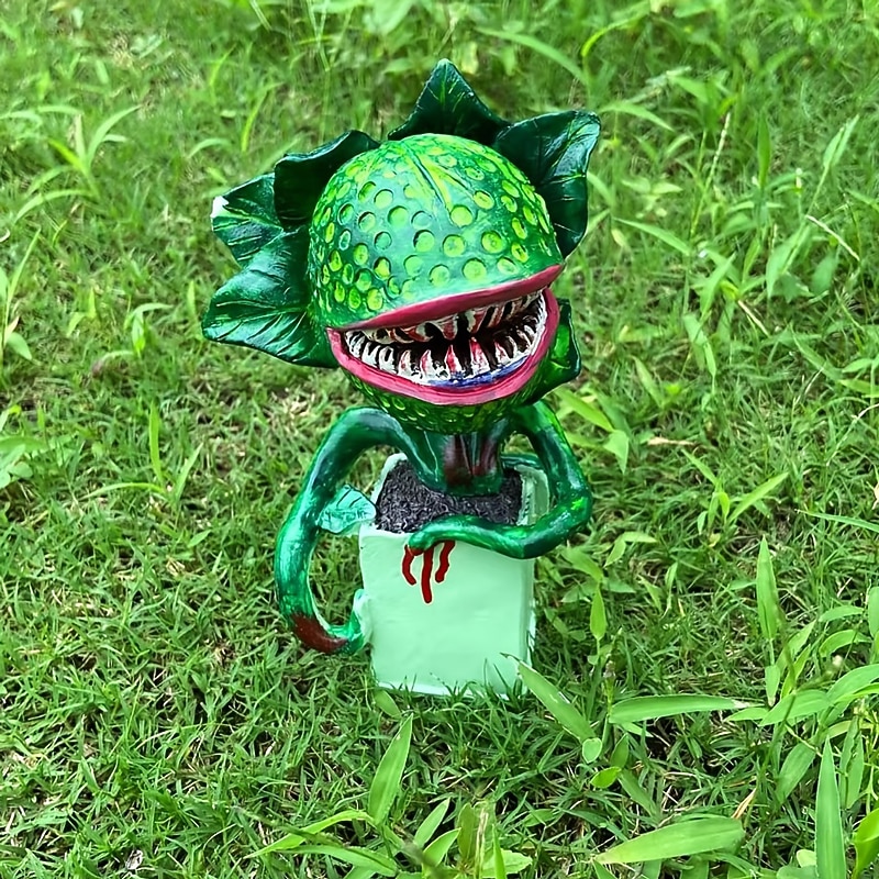 Halloween Outdoor Garden Plant Statue Sculpture Resin Cannibal Flower Outdoor Figurines Horrible Patio Art Ornaments for Lawn Decorations2